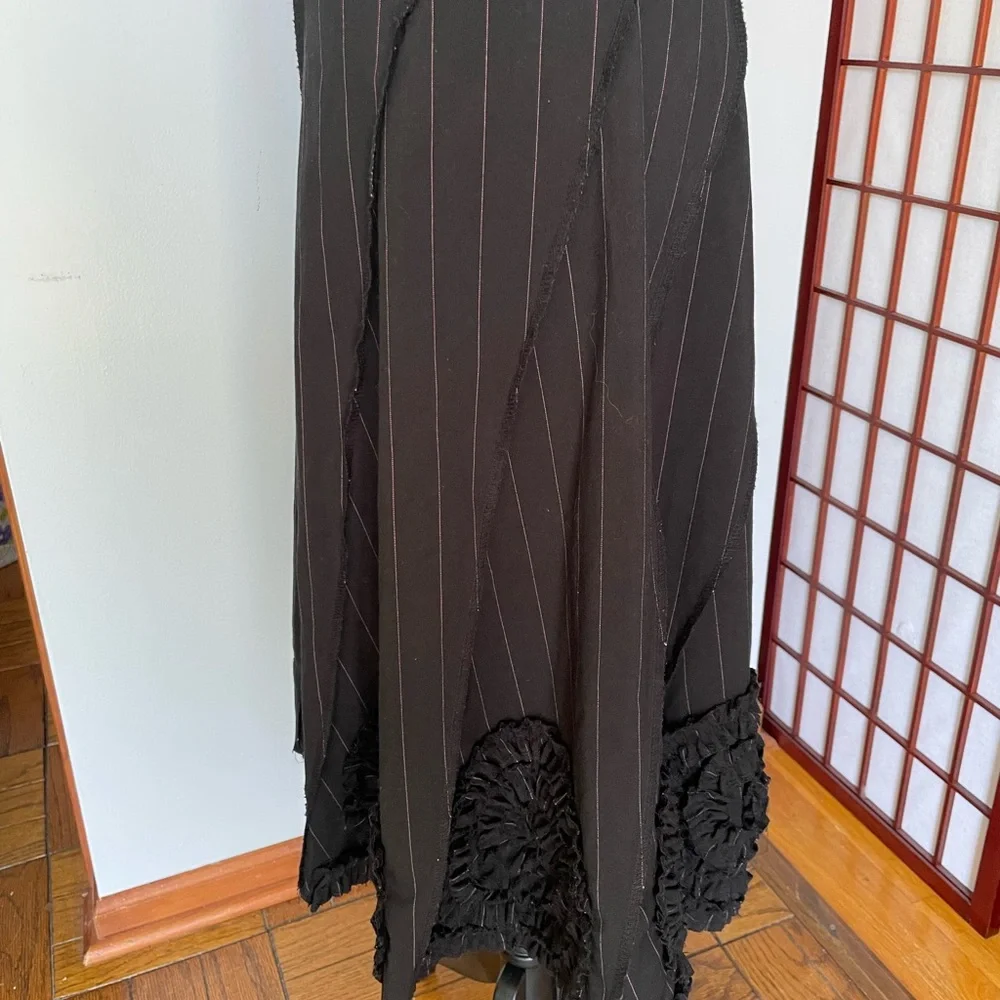 Sunny Leigh Black Skirt with Pink Pinstripes,  Size 8